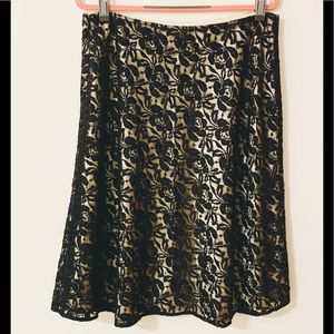 Mix Tahari ASL Black Lace Skirt Black Sequin Sz 14